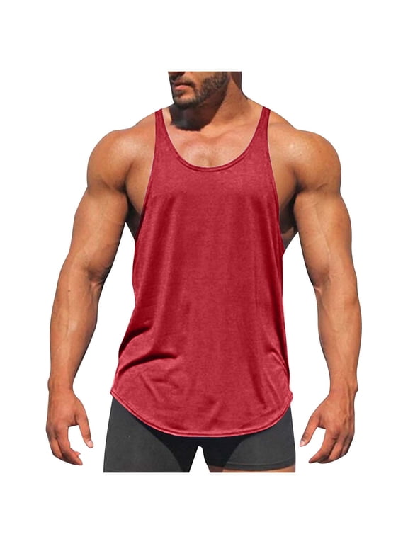 Men's Stringer Tank Tops, Muscle Cut Bodybuilding Gym Vest, Y-Back Workout Sleeveless T-Shirt