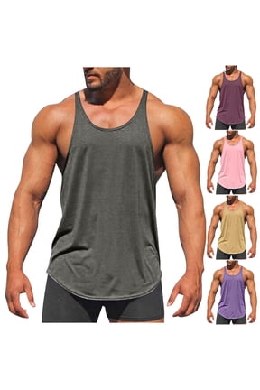 Men's Stringer Tank Tops, Muscle Cut Bodybuilding Gym Vest, Y-Back Workout Sleeveless T-Shirt