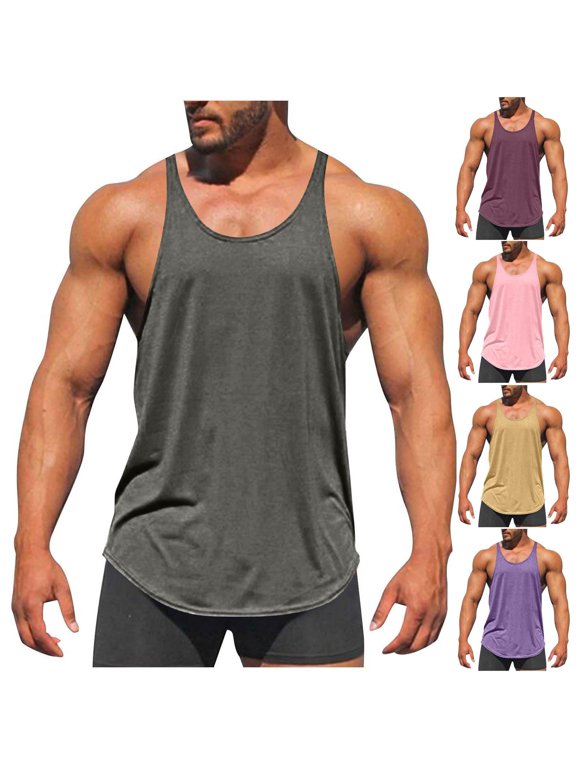 Men's Stringer Tank Tops, Muscle Cut Bodybuilding Gym Vest, Y-Back Workout Sleeveless T-Shirt
