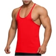 thumbnail image 1 of Men's Stringer Tank Tops Muscule Cut Bodybuilding Gym Vest Y-Back Workout Quick Dry Sleeveless T-Shirt Size 3XL Red, 1 of 7