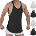 thumbnail image 1 of Men's Stringer Tank Tops Muscule Cut Bodybuilding Gym Vest Y-Back Workout Sleeveless T-Shirt Quick Dry Size M-3XL White, 1 of 8
