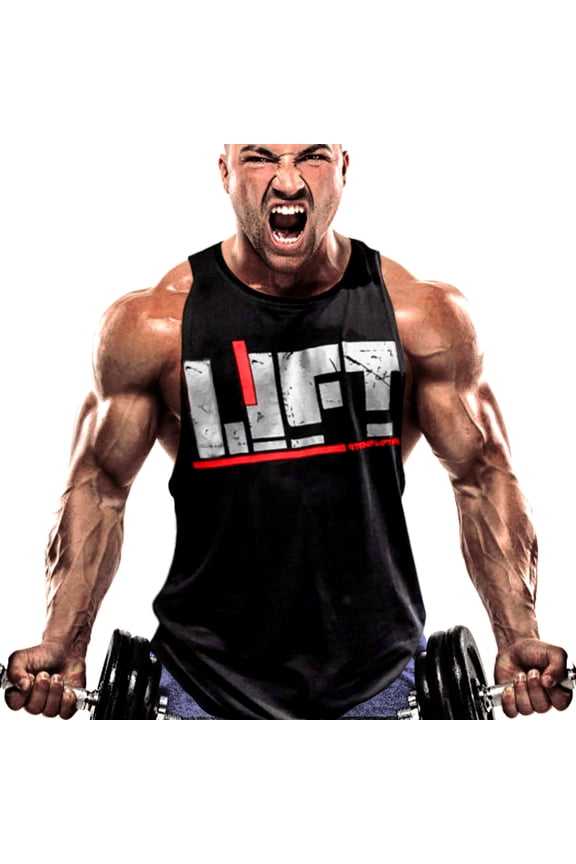 Men's Stringers Bodybuilding Tank Tops Sleeveless Muscle Shirts Yoga Fitness Vest (Black, Large)