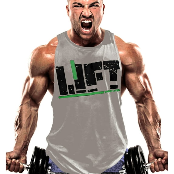 Men's Stringers Bodybuilding Tank Tops Sleeveless Muscle Shirts Yoga Fitness Vest (Gray, Medium)