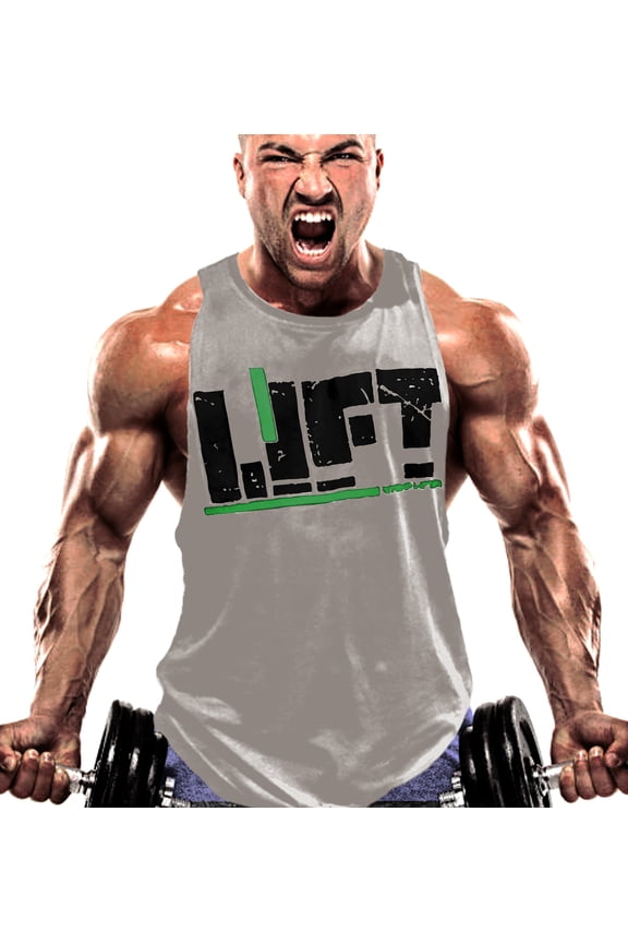 Men's Stringers Bodybuilding Tank Tops Sleeveless Muscle Shirts Yoga Fitness Vest (Gray, X-Large)