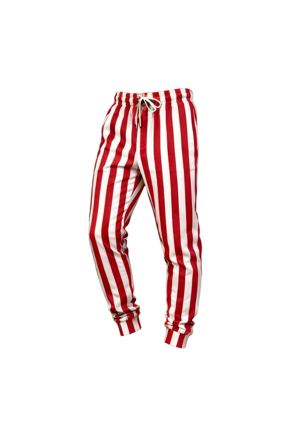 Men's Strip Printed Drawstring Sweatpants Elastic Waist Athletic Jogging Pants Casual Baggy Loose Fit Bottoms 02-Red XL