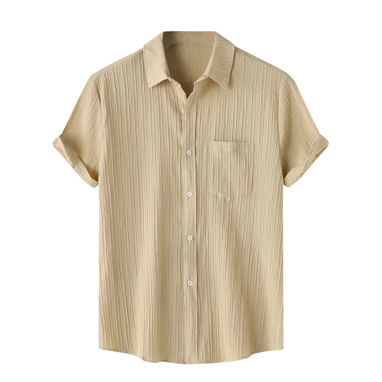Men's Stripe Print Cotton Linen Shirt Short Sleeve Hippie Casual Beach ...
