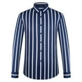 thumbnail image 1 of Men's Striped Button-Down Collar Iron-Free Stretch Dress Shirt, Long Sleeve All-Season Casual, 1 of 7