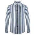 thumbnail image 1 of Men's Striped Button-Down Collar Iron-Free Stretch Dress Shirt, Long Sleeve All-Season Casual, 1 of 7