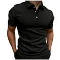 thumbnail image 1 of Men's Striped Button-Down Short Sleeve Shirt - Turn Down Collar, Polyester-Spandex Blend, Regular Fit for Daily/Casual Occasions, 1 of 4