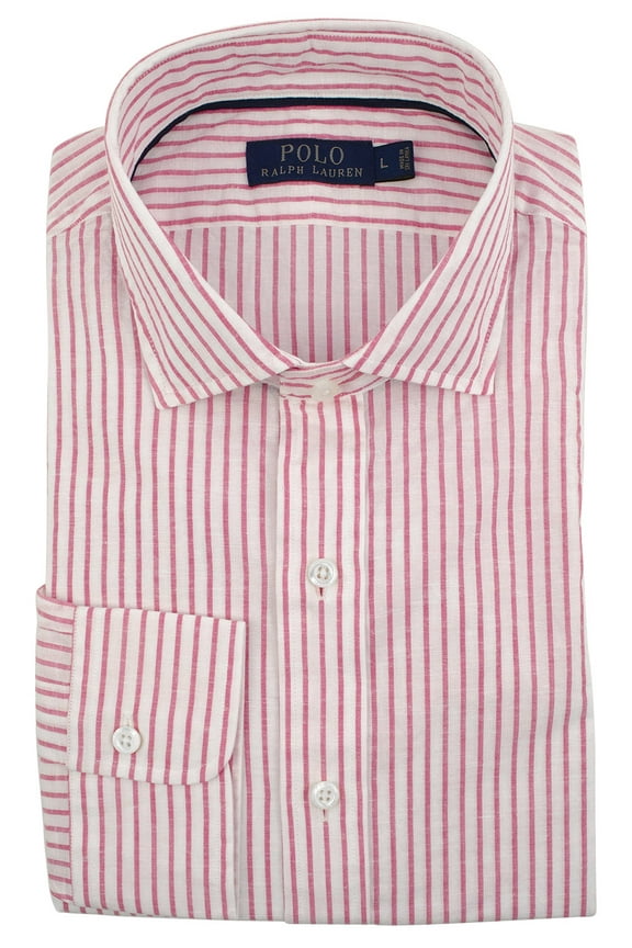 Men's Striped Classic Fit Cotton Linen Long Sleeve Shirt-P-L
