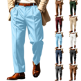 thumbnail image 1 of Men's Striped Dress Pants Slacks Slim Fit Business Work Suit Long Trousers S, 1 of 9