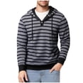 thumbnail image 1 of Men's Striped Hoodies Casual Button Down Sweatshirt Drawstring Long Sleeve Workout Pullovers 2025 Fall Winter Clothes, 1 of 6