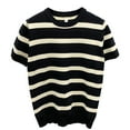thumbnail image 1 of Men's Striped Knit Short Sleeve T-Shirt - Crew Neck, Comfortable, Polyester, Multiple Sizes, 1 of 4