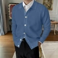 thumbnail image 1 of Men's Striped Long Sleeve Cardigan Sweater with Button V Neck Knitted Sweaters Blue XL(XL), 1 of 6