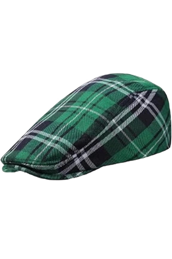 Men's Striped Plaid Newsboy Hat St. Patrick's Day Cabbie Beret Ivy Flat Cap Adjustable Gatsby Hat Hunting Driving Adjustable Cap