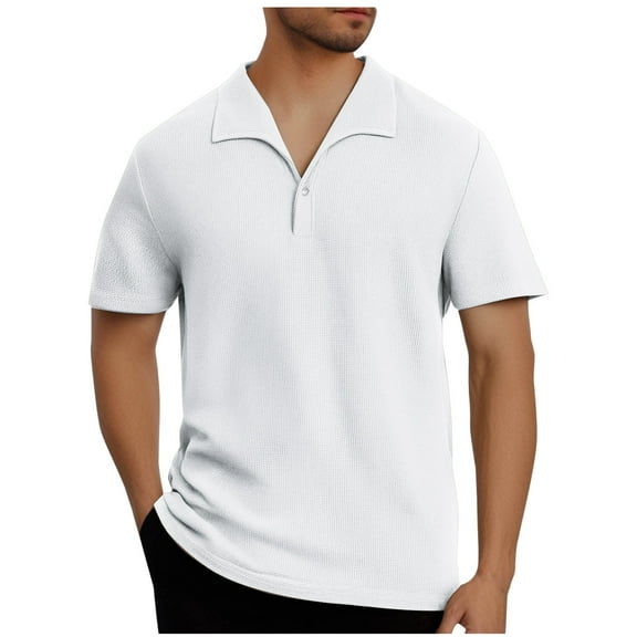 Men's Striped Polo Shirt Short Sleeve Performance Quick Dry Wicking Short Sleeve Top