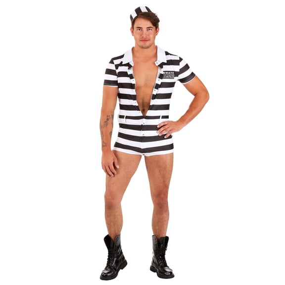 Men's Striped Prisoner Costume
