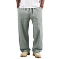 thumbnail image 1 of Men's Striped Relaxed Trousers, Drawstring Elastic Waist Pants, Lightweight Summer Casual Bottoms, 1 of 6