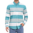 thumbnail image 1 of INSPIRE CHIC Men's Striped Button Down Shirt Long Sleeve Cotton Regular Fit Casual Top L Light Blue, 1 of 6