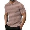 thumbnail image 1 of Men's Striped Short Sleeve T-Shirt Summer Business Casual Pique Cotton Shirt, 1 of 5