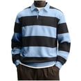 thumbnail image 1 of Men's Striped Sweatshirt Oversized Fit Long Sleeve Collared Preppy Pullover Tops Spring Fall Casual Outfits (XL, Light Blue), 1 of 6