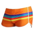 thumbnail image 1 of Men's Striped Swim Trunks Split Side Boxer Briefs Quick Dry Swimsuit Bathing Suit, 1 of 12