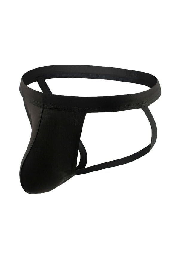 Men's Striped Thong Low Rise Elastic Waistband Underwear Birthday Gift for Boyfriend Black M