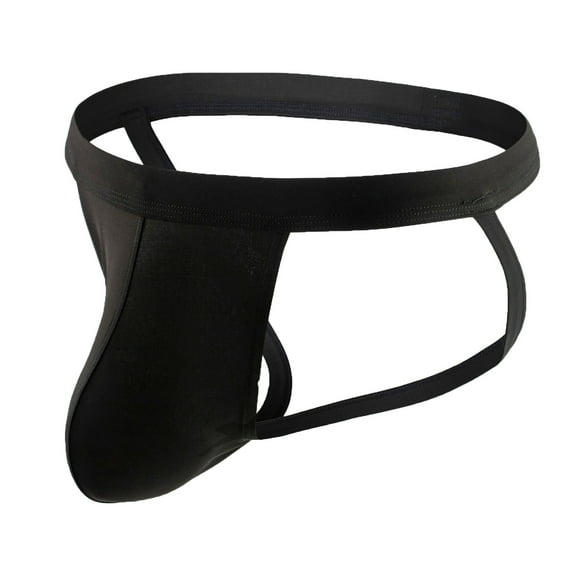 Men's Striped Thong Low Rise Elastic Waistband Underwear Birthday Gift for Boyfriend Black M