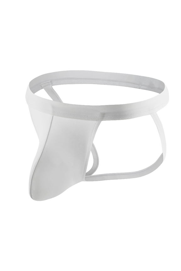 Men's Striped Thong Low Rise Elastic Waistband Underwear Christmas Gift for husband White M