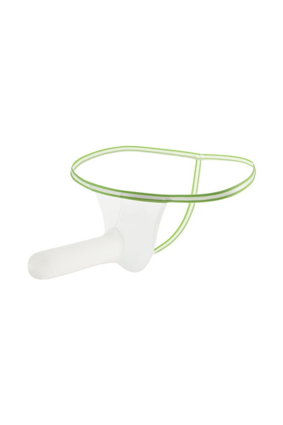 Men's Striped Thong Low Rise Elastic Waistband Underwear Christmas Gift for husband White M