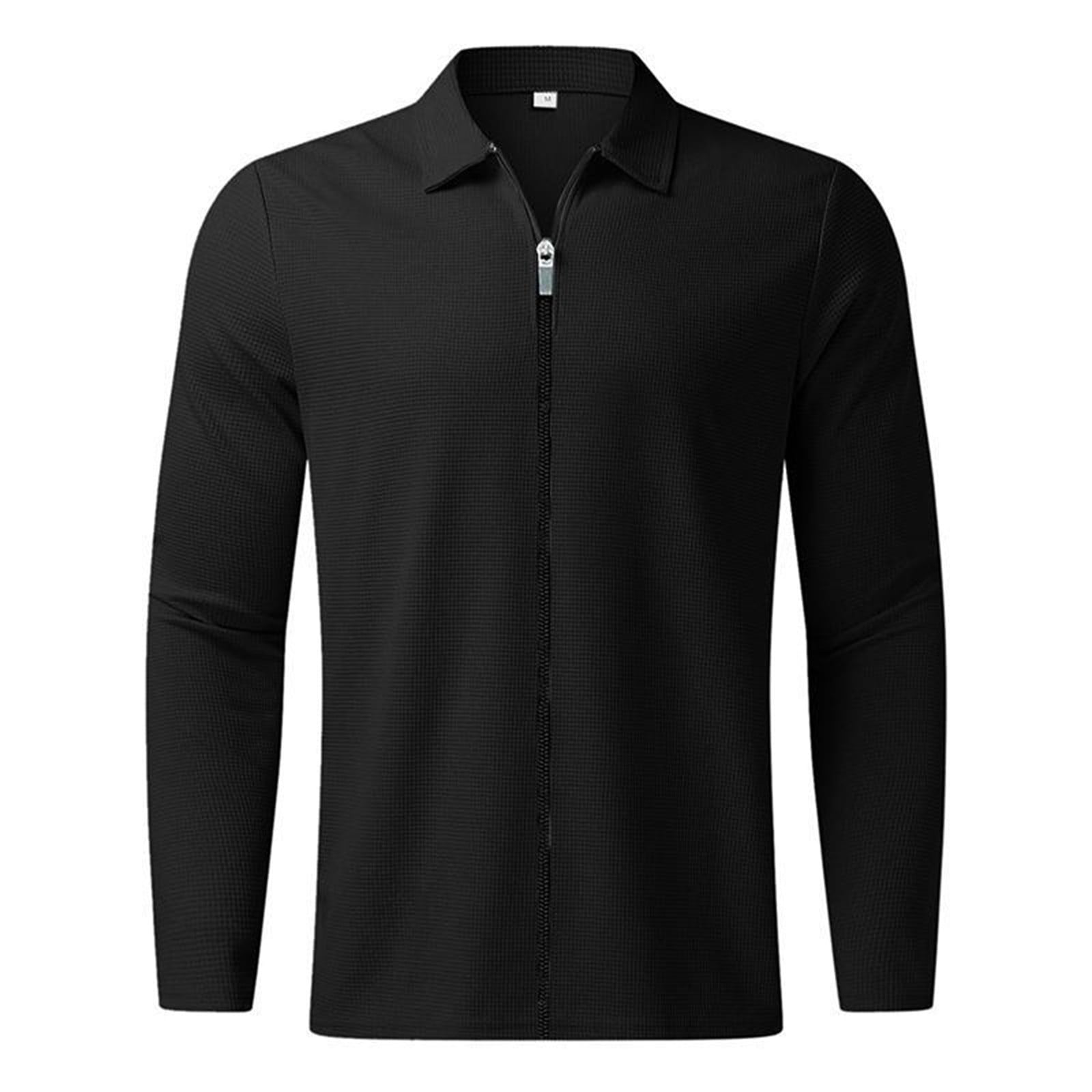Men's Striped Zipper Collar Long Sleeve T-Shirt - Polyester