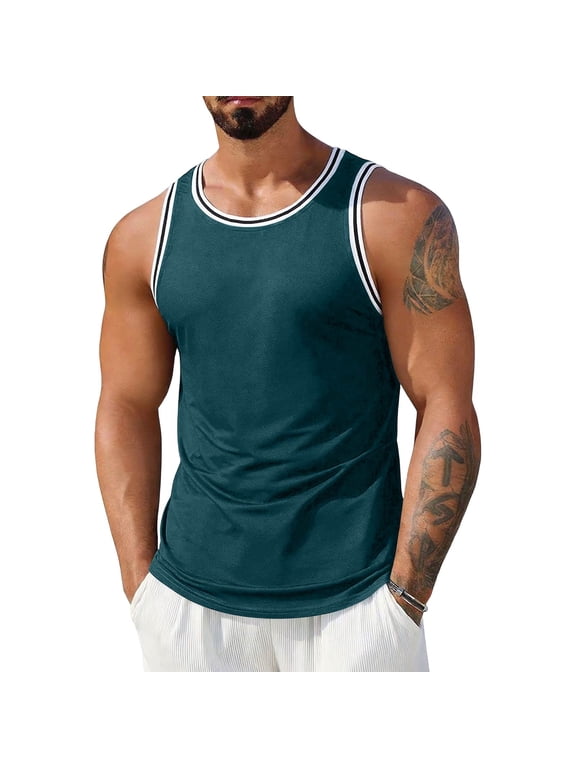 Men's Stripes Basketball Tank Tops Blank Basketball Jersey for Men Sports Solid Jasketball Jersey, S