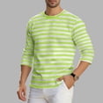 thumbnail image 1 of Men's Stripes Long Sleeve Shirts Fashion Round Neck 3/4 Sleeve Sports Blouses Shirts Casual Stylish Soft Casual Basic Pullover Shirt for Daily Wear, 1 of 3