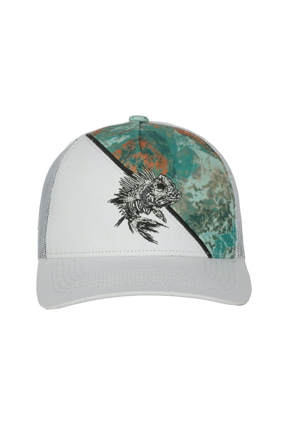 Men's Structured 5-Panel Cap with Pongee Realtree XTREME Miami Camo Front Panel Overlay, Fishing Hat