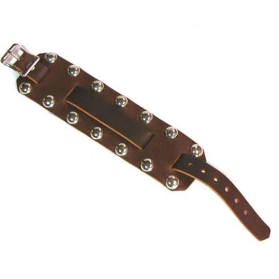 Men's Studded Brown Leather Wide Watch Band, Buckle Closure