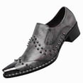 thumbnail image 1 of Men's Studded Dress Shoes with Embossed Leather & Metal Toe Cap - Punk Style Slip-On Formal Loafers, 1 of 6