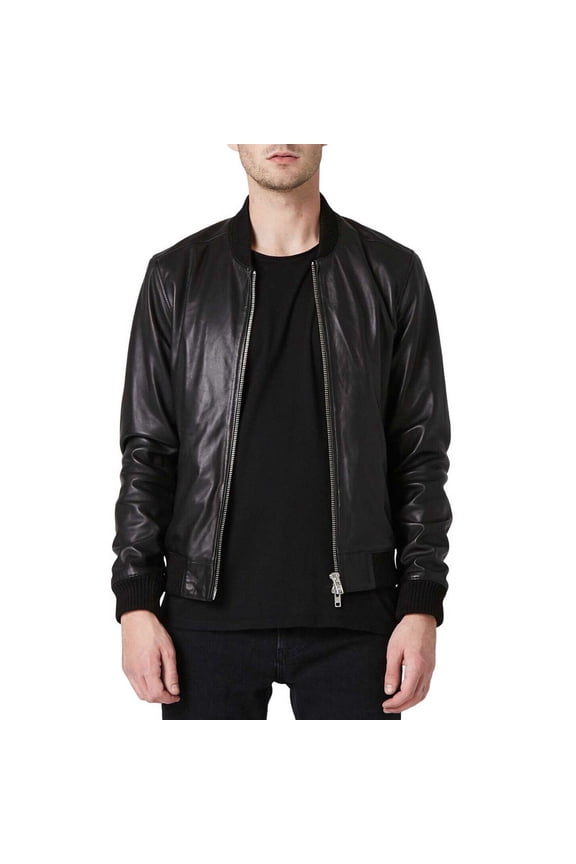 Men's Stylish Black 100% Genuine Lambskin Leather Lightweight Soft Satin lining Jackets for Men - L Size