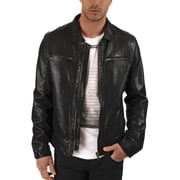 Mens Stylish Black 100% Genuine Lambskin Leather Lightweight Soft Satin lining Jackets for Men - M Size