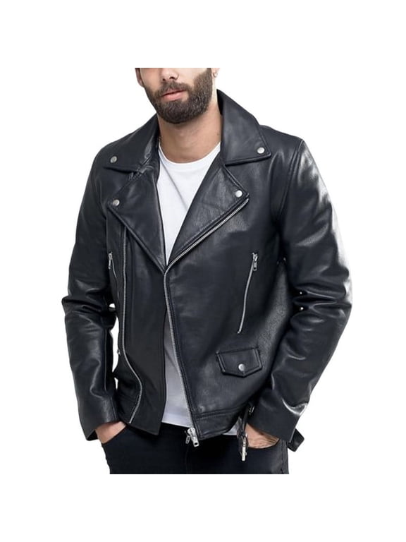 Men's Stylish Black 100% Genuine Lambskin Leather Lightweight Soft Satin lining Jackets for Men - S Size