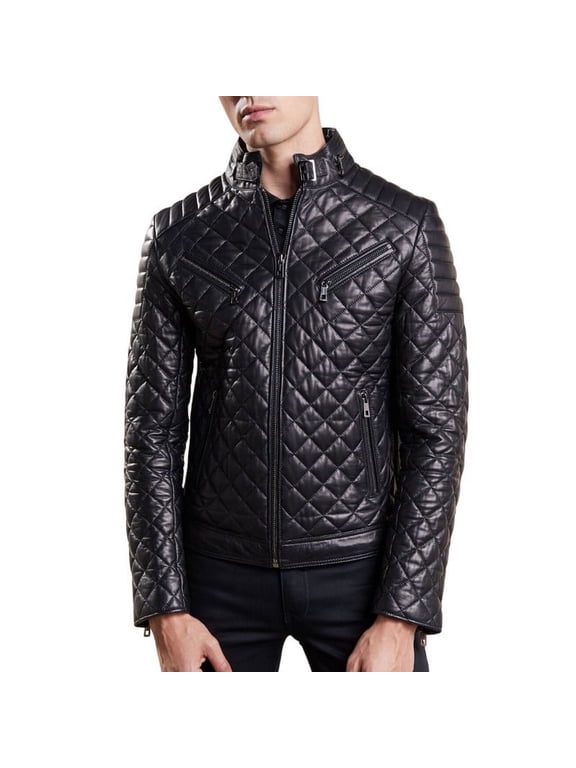 Men's Stylish Black 100% Genuine Lambskin Leather Lightweight Soft Satin lining Jackets for Men - S Size