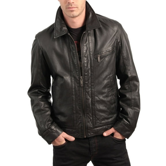 Men's Stylish Black 100% Genuine Lambskin Leather Lightweight Soft Satin lining Jackets for Men - XL Size