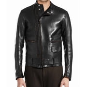 Mens Stylish Black 100% Genuine Lambskin Leather Lightweight Soft Satin lining Jackets for Men - XL Size