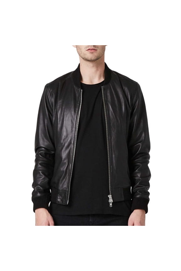 Men's Stylish Black 100% Genuine Lambskin Leather Lightweight Soft Satin lining Jackets for Men - XL Size