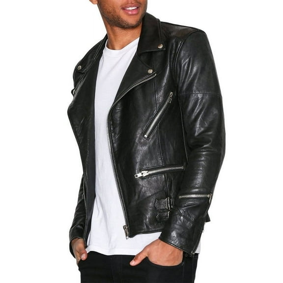 Men's Stylish Black 100% Genuine Lambskin Leather Lightweight Soft Satin lining Jackets for Men - XS Size