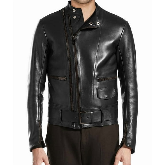 Men's Stylish Black 100% Genuine Lambskin Leather Lightweight Soft Satin lining Jackets for Men - XS Size