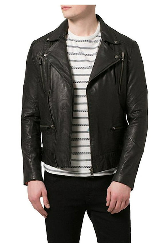 Men's Stylish Black 100% Genuine Lambskin Leather Lightweight Soft Satin lining Jackets for Men - XS Size