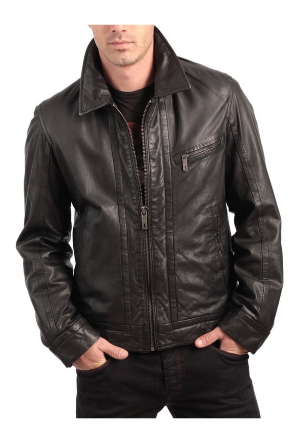 Men's Stylish Black 100% Genuine Lambskin Leather Lightweight Soft Satin lining Jackets for Men - XXL Size