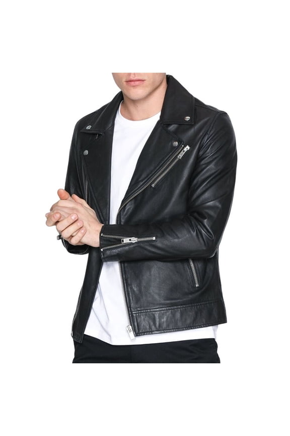 Men's Stylish Black 100% Genuine Lambskin Leather Lightweight Soft Satin lining Jackets for Men - XXL Size