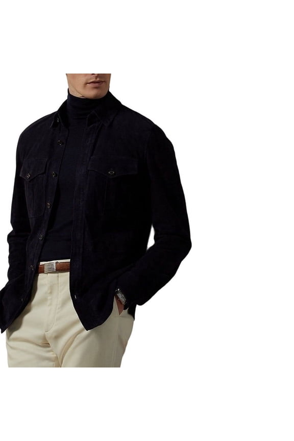 Men's Stylish Black 100% Genuine Suede Leather Lightweight Soft Satin lining Jackets for Men - M Size