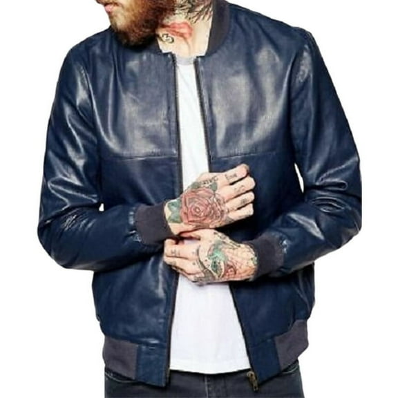 Men's Stylish Bomber Black 100% Genuine Lambskin Leather Lightweight Soft Satin lining Jackets for Men - XXL Size